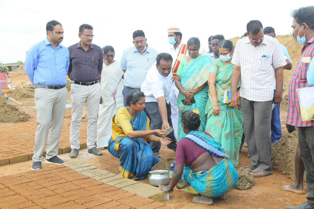Officials and IJM staff were invited to seal some of the first batch of bricks during the inauguration.